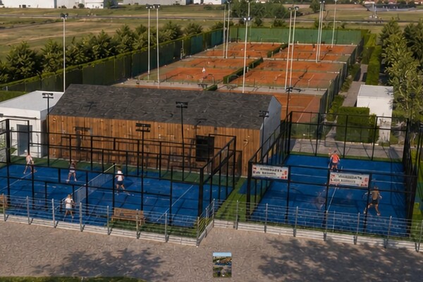 Overzicht tennispark inclusief tekening padelbanen